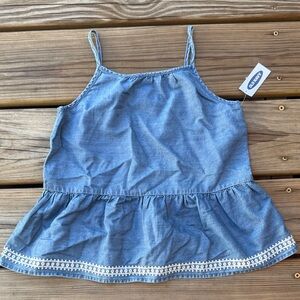 Old Navy Blue Denim Peplum Tank Top